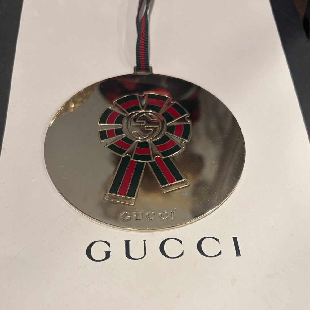Gucci Silver‎ and Green Oversize bag charm or Ornament.